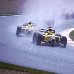 Formula One World Championship: Damon Hill Jordan leads his teamate Ralf Schumacher Jordan