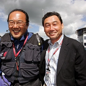 Formula One World Championship: Hiroshi Kaneko Photographer with Satoru Nakjima Former F1 driver