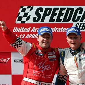 Speedcar Series: L-R: Second placed David Terrien with race winner Johnny Herbert