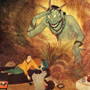 Aladdin And The Efrite. Illustration By Edmund Dulac For Aladdin And The Wonderful Lamp. From The Arabian Nights, Published 1938