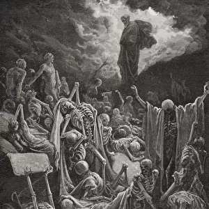 Engraving From The Dore Bible Illustrating Ezekiel Xxxvii 1 And 2 The Vision Of The Valley Of Dry Bones By Gustave Dore 1832-1883 French Artist And Illustrator