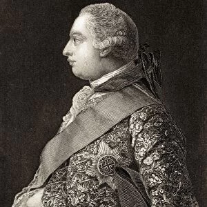 George Iii, 1738-1820. King Of Great Britain And Ireland, And King Of Hanover 1815-1820. 19Th Century Print Engraved From The Original Painting By A. Ramsay