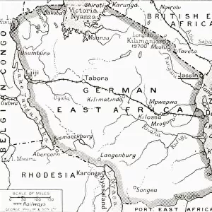 Map Of German East Africa, Showing Jassin, Scene Of One Of Britains Campaigns. From The Illustrated War News Published 1915