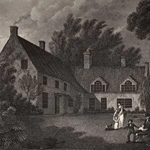 Nelsons Birthplace. Burnham Thorpe Parsonage, Norfolk, England. Horatio Nelson, Lord Nelson, Viscount Nelson, 1758-1805. British Naval Commander. Illustration By Westall From The Painting By Francis Pocock. From The Book The Life Of Nelson By Robert Southey Published London, 1883