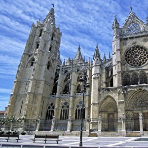 South Facade Of Leon White Gothic Cathedral