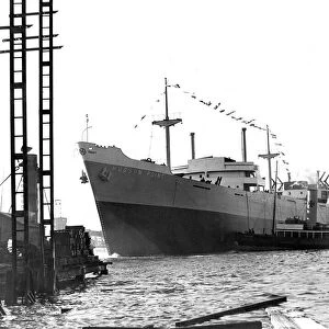 The 10, 000-ton cargo ship Hudson Point after her launch from John Readhead and Sons Ltd