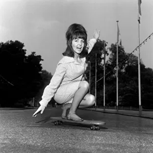 Actress Pauline Collins goes skateboarding. 4th June 1965