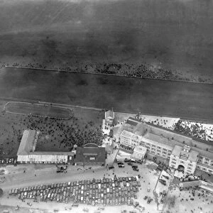 Aerial view of Newmarket racecourse on Cambridgeshire Day. October 1922