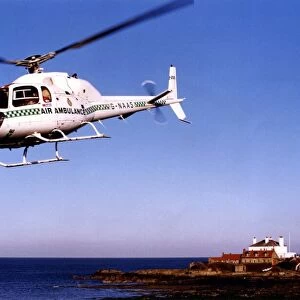 An AErospatiale AS355 Twin Squirrel helicopter, operated by the Northumbria Air Ambulance