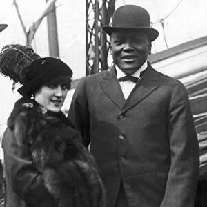 American boxer Jack Johnston seen here on his arrival at Folkestone with his second wife