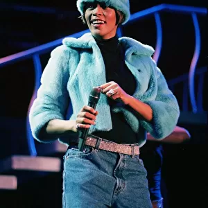 American singer Whitney Houston on stage in Hamburg, Germany September 1999 The