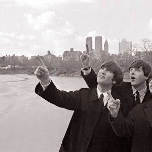 Beatles tour of USA 1964 New York City 8th February 1964 L-R John Lennon Paul