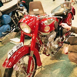 Big Bike Show - Eddie Saint with his 1958 Ariel Square 4 which was exported to Australia