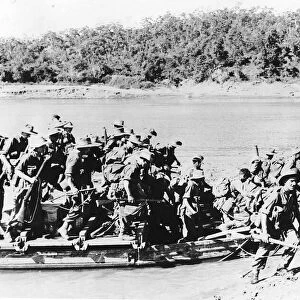 British & Indian troops of the 4th Corps cross the Chindwin River near Sittaung pushing