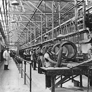 The Dunlop Factory in The West Midlands, England. Workers making tyres