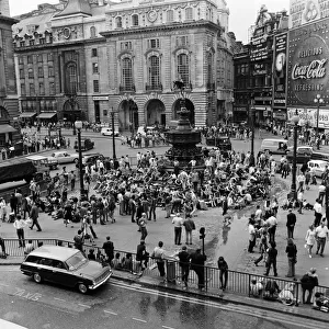 General scenes in Piccadilly Circus, London. 15th August 1969