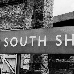 A general view of the sign at South Shields Railway Station on 4th February 1971