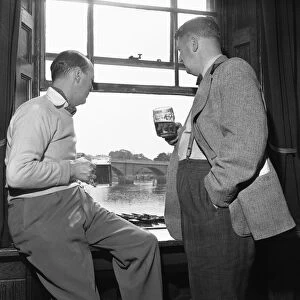 Two gents enjoying a lunchtime drink at the White Cross Hotel, Richmond