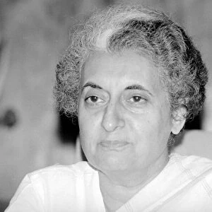 Indian Prime Minister Indira Gandhi seen here in here office in the Parliament building