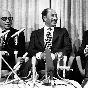 James Callaghan Prime Minister with President Anwar Sadat of Egypt at a press conference