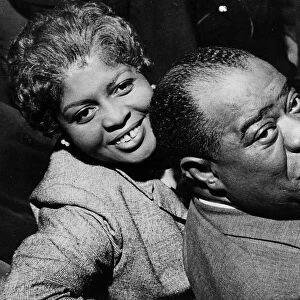 Louis Armstrong jazz trumpeter with his wife 1960