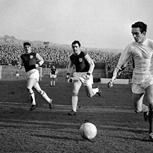 Manchester United footballer Johnny Aston causes problems for the Burnley defence during