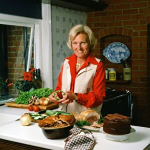 Mary Berry, British food writer and television presenter. October 1982