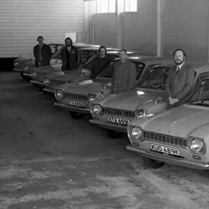 New police patrol cars at Reeds Garage, Torquay in March 1972 before the livery had been