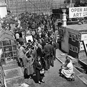 An open air picture exhibition in Ludgate Gardens, London. 1st June 1954