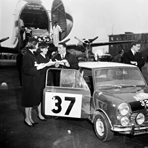 Paddy Hopkirk arrives back in the UK after winning the 1964 Monte Carlo Rally in a Mini