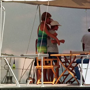 Princess Diana on holiday in St Tropez, Southern France where they stayed as a guest of