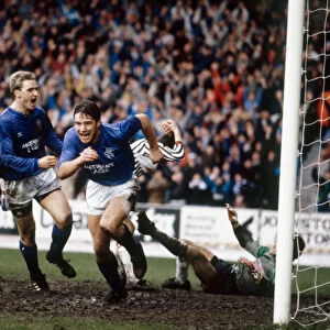Rangers footballer Kevin Drinkell celebrates a goal. May 1989