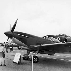 A Spitfire fighter plane on display at Gaydon. September 1960