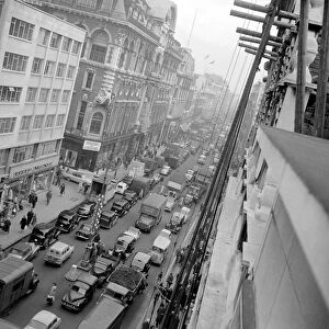 Traffic in Oxford Street London at the begining of December 1959 Christmas Shopping