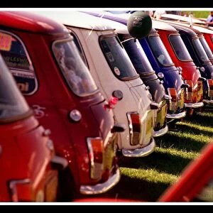 Various Mini Motor Cars at Silverstone for 40th anniversary celebrations August 1999