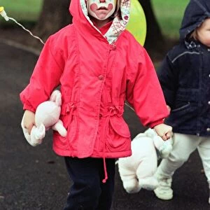 Youngsters dressed for the wet weather during the Great Toddle for Children in Need at