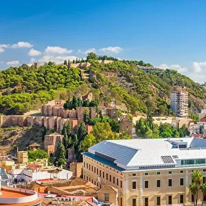 Malaga, Spain cityscape and Alcazaba in the day