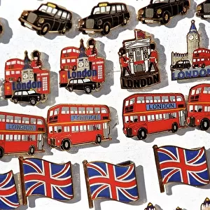 Tourist souvenirs showing London landmarks