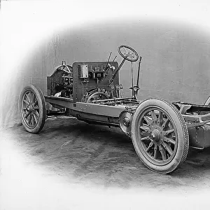 Automobile under construction (back view), made by the Florentia automobile company in the early 1900s