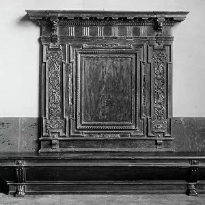 Bench with a vegetable motif decorated backest, owned by Stefano Bardini, antique dealer, and located in the Bardini Museum in Florence