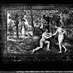 Flemish tapestry depicting Original Sin. The work was previously at the Gallery of Ancient and Modern Art in Florence