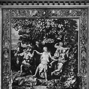 French tapestry depicting the dance of youths, preserved in the Louvre Museum, Paris
