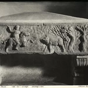 Marble sarcophagus with high relief depicting the hunting of Meleagrus, preserved in the Cathedral of Mazara del Vallo