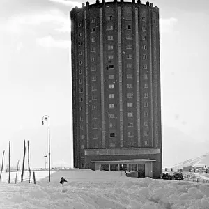 Tower-shaped hotel on the Sestriere hill