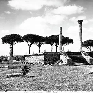 View of the temple built perhaps to honor Ceres in Piazzale delle Corporazioni, Ostia Antica