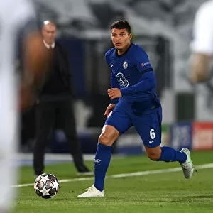 Real Madrid vs. Chelsea: UEFA Champions League Semi-Final - Thiago Silva in Action at Empty Estadio Alfredo Di Stefano