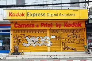 Closed Kodak Express camera and print digital photo and photography shop in Chiang Mai, Thailand