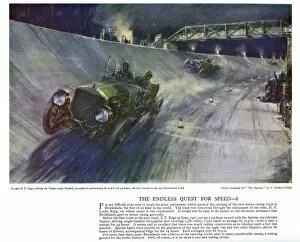 Autocar Poster -- race on new Brooklands track, Surrey